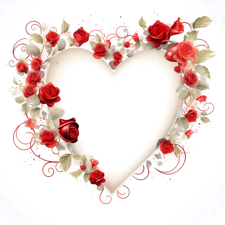 Beautiful Heart Frame with Red Roses