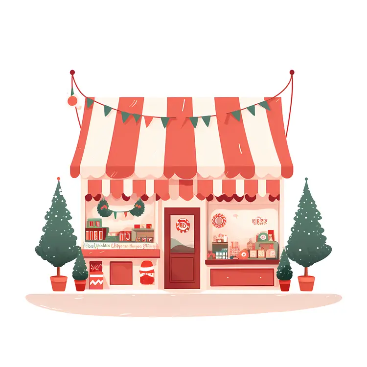 Red and White Striped Christmas Shop