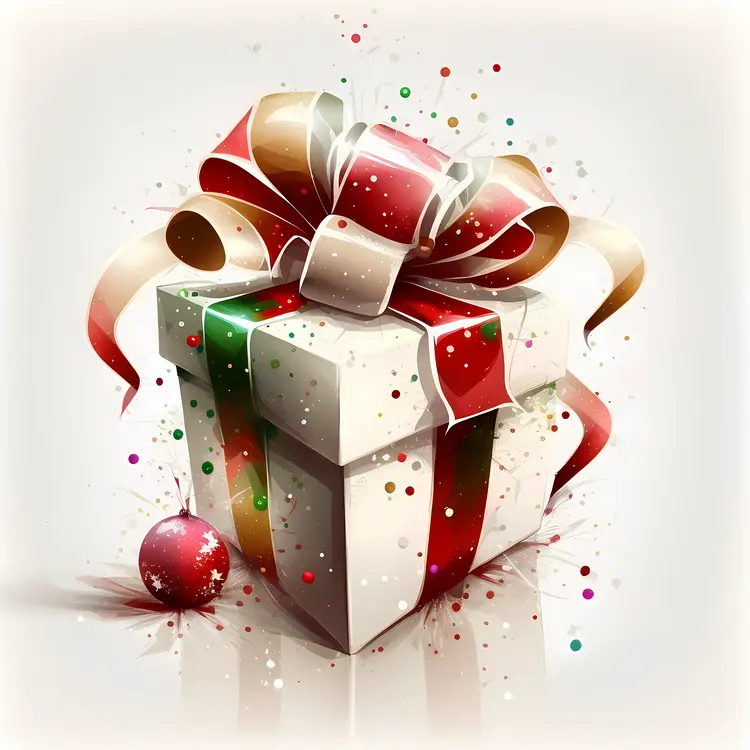 Festive Gift Box with Ribbon and Bow