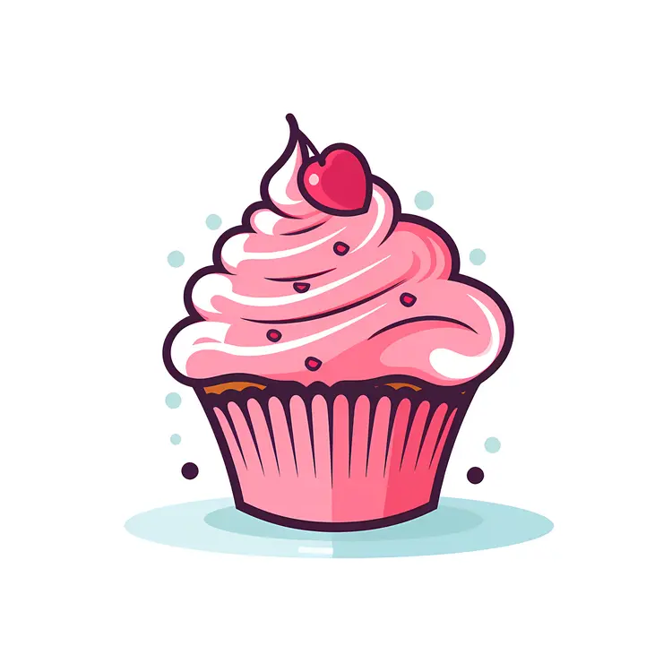 Pink Cupcake with Cherry on Top