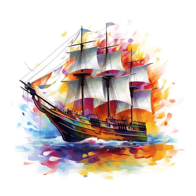 Colorful Sailing Ship on the Sea