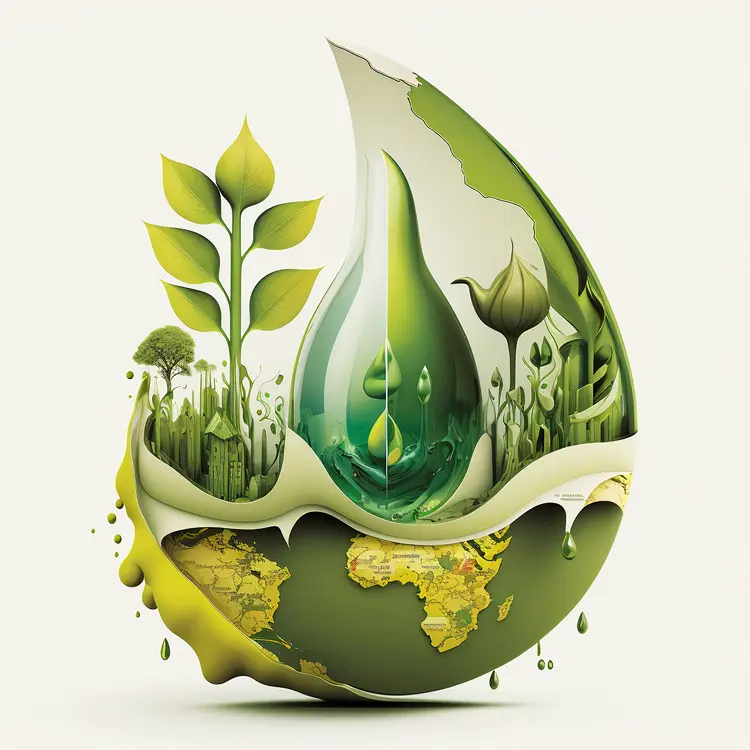 Green Drop Symbolizing Environmental Conservation