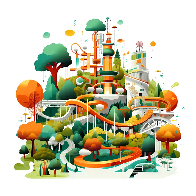 Futuristic Park with Modern Structures