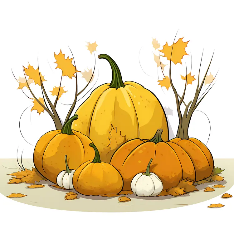 Autumn Harvest Pumpkins Illustration