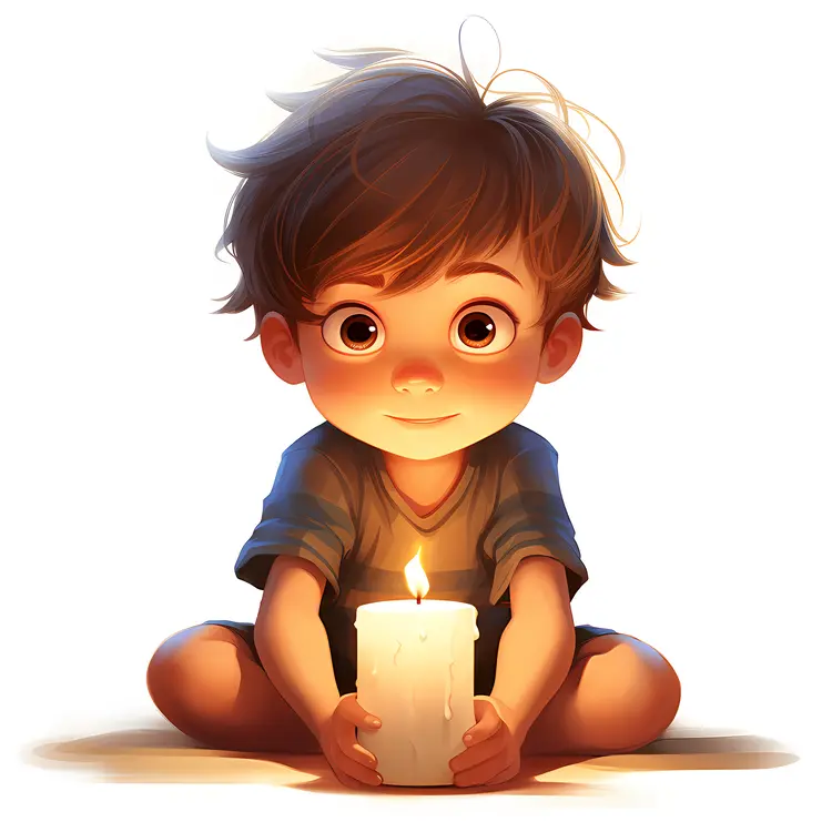 Cute Boy Holding Candle