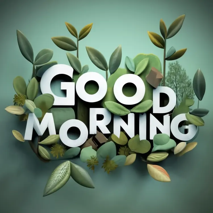 Green Leaves Good Morning Text