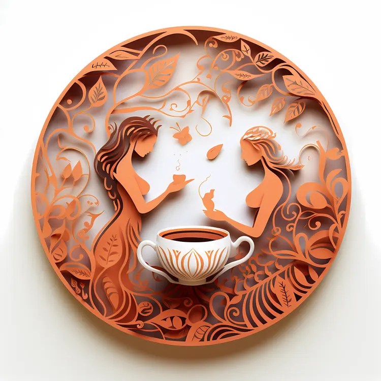 Intricate Paper Art Tea Scene