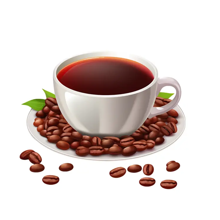 White Coffee Cup with Coffee Beans on Saucer