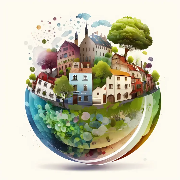 Colorful Village with Vibrant Houses