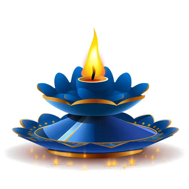 Blue Candle Holder with Flame