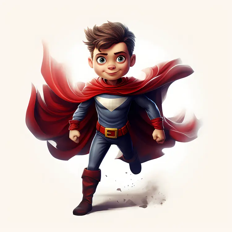 Cartoon Superhero Boy Running
