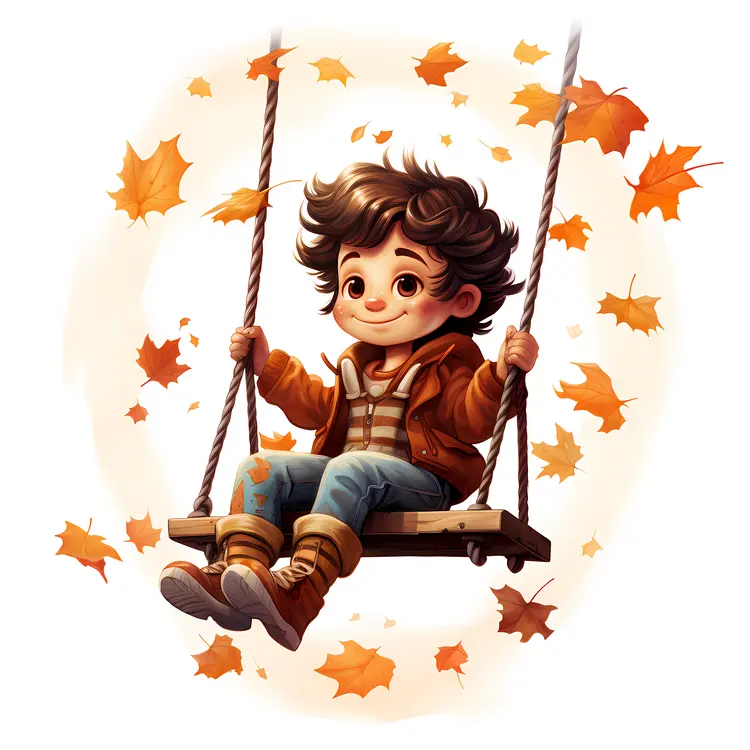 Child on Swing in Autumn