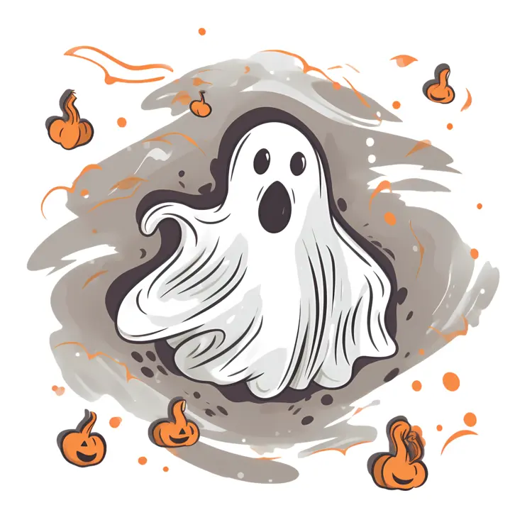 Spooky Ghost with Pumpkins