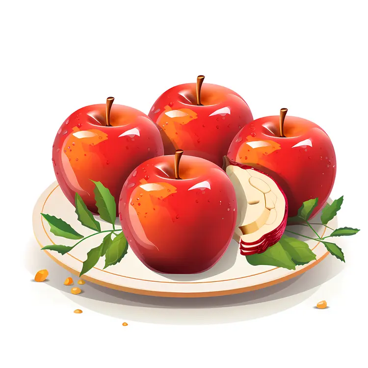 Fresh Red Apples on a Plate