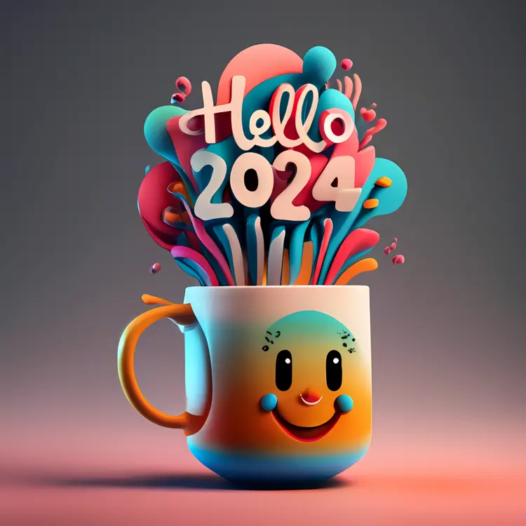 Hello 2024 with Cute Cup