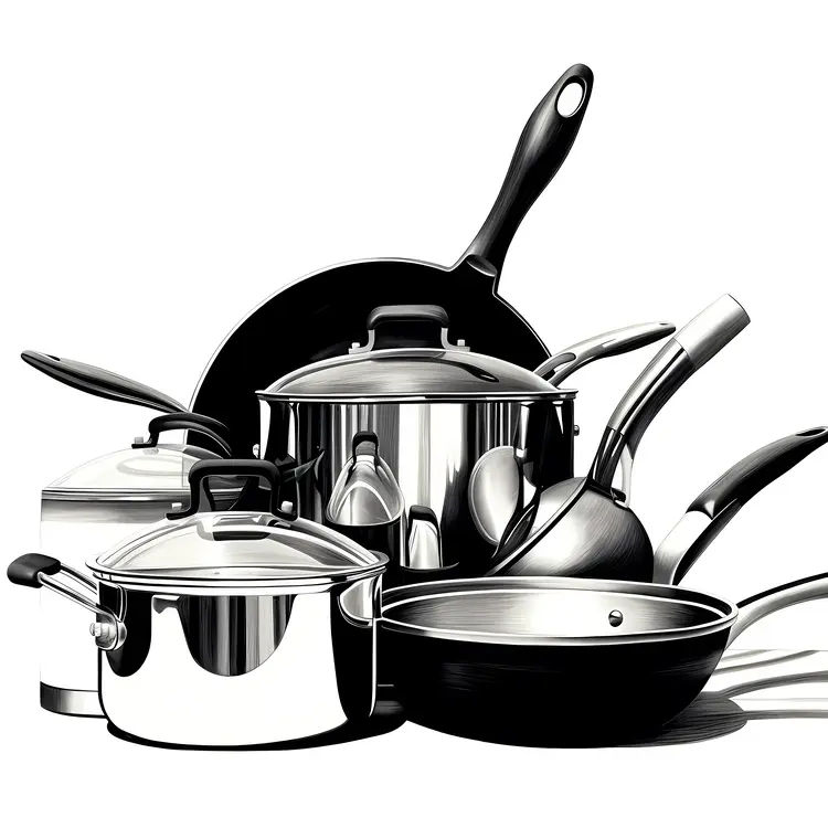 Shiny Stainless Steel Cookware Set