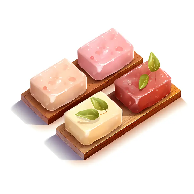 Colorful Soap Bars on Wooden Board