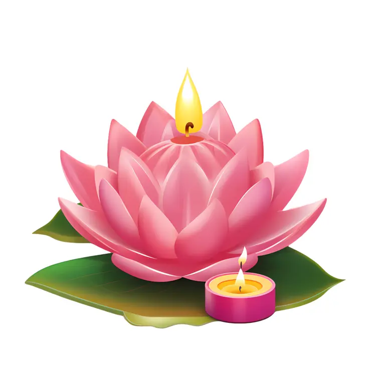 Pink Lotus Candle with Small Candle