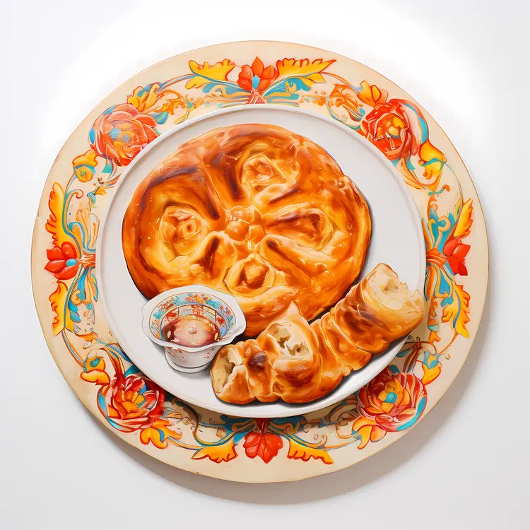 Decorative Bread with Icing and Tea
