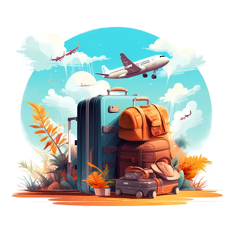 Luggage and Backpacks with Airplane