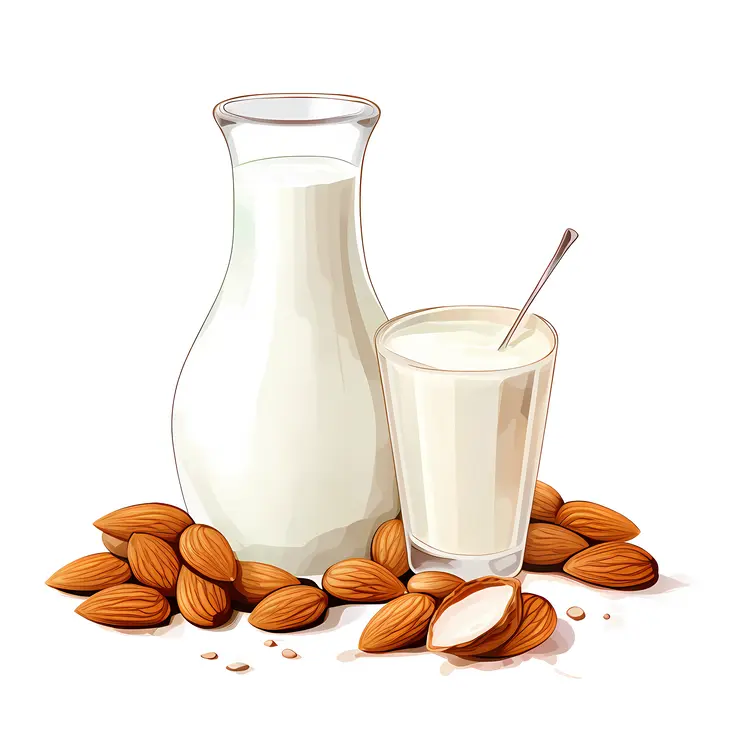 Almond Milk in Glass and Jug