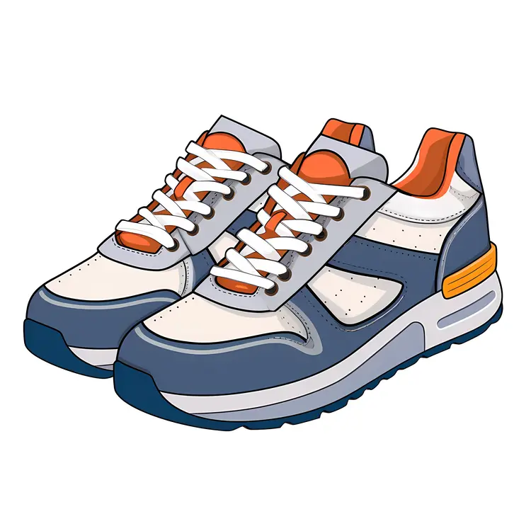 Stylish Blue and White Sneakers Illustration