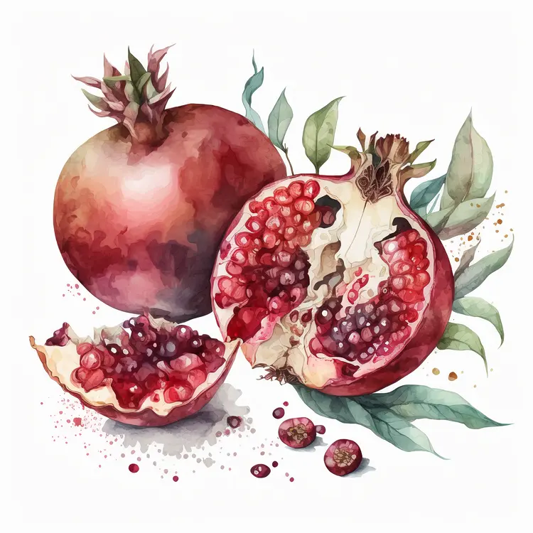 Watercolor Pomegranate Illustration