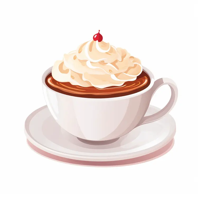 Delicious Coffee with Whipped Cream and Cherry