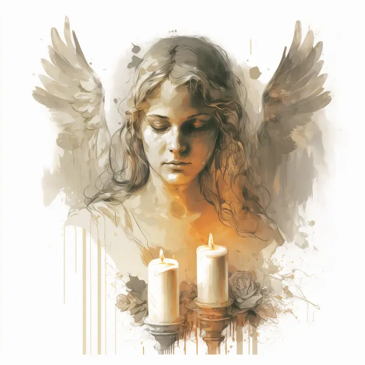 Serene Angel with Glowing Candles