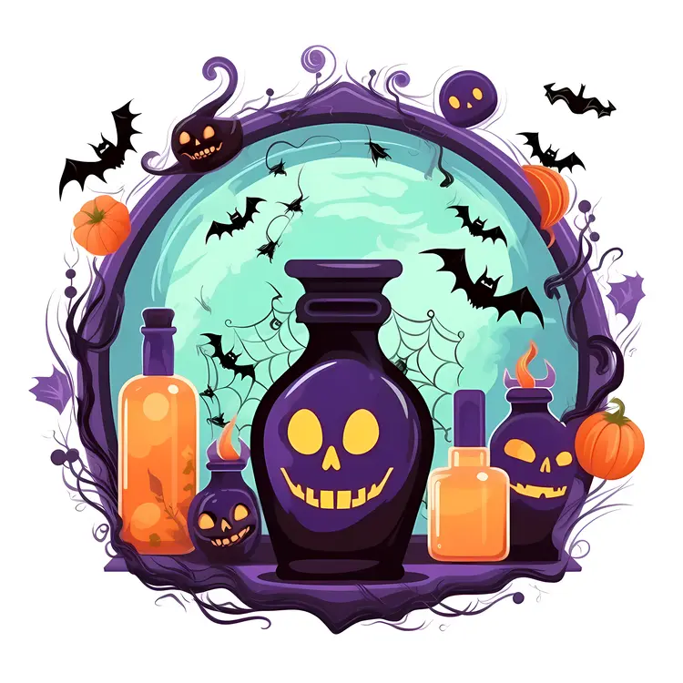 Potion Bottles and Bats Frame