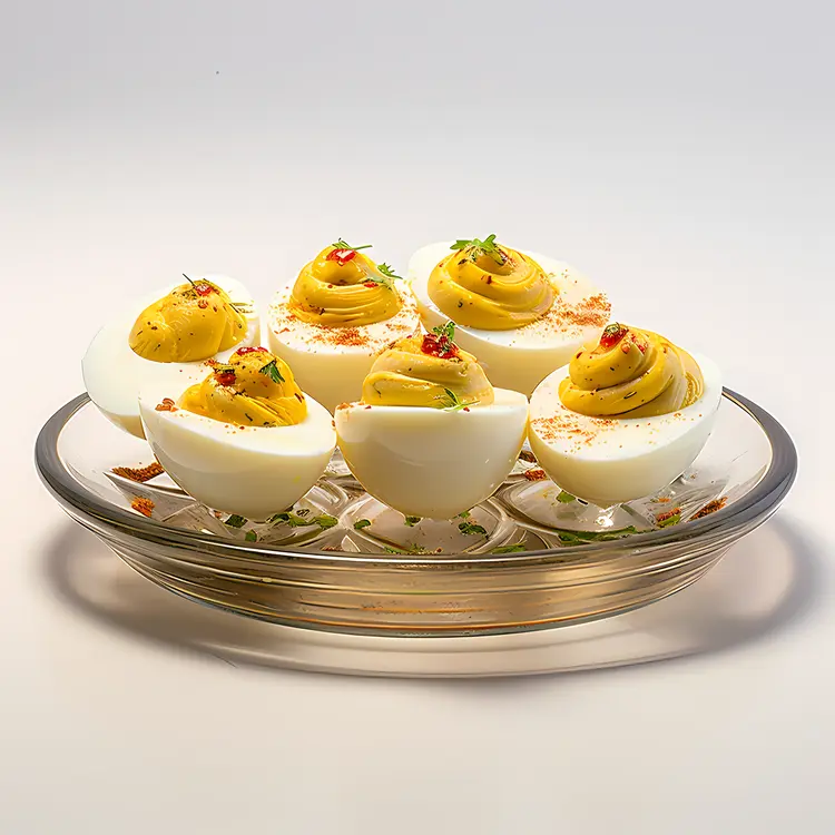 Deviled Eggs on a Glass Plate
