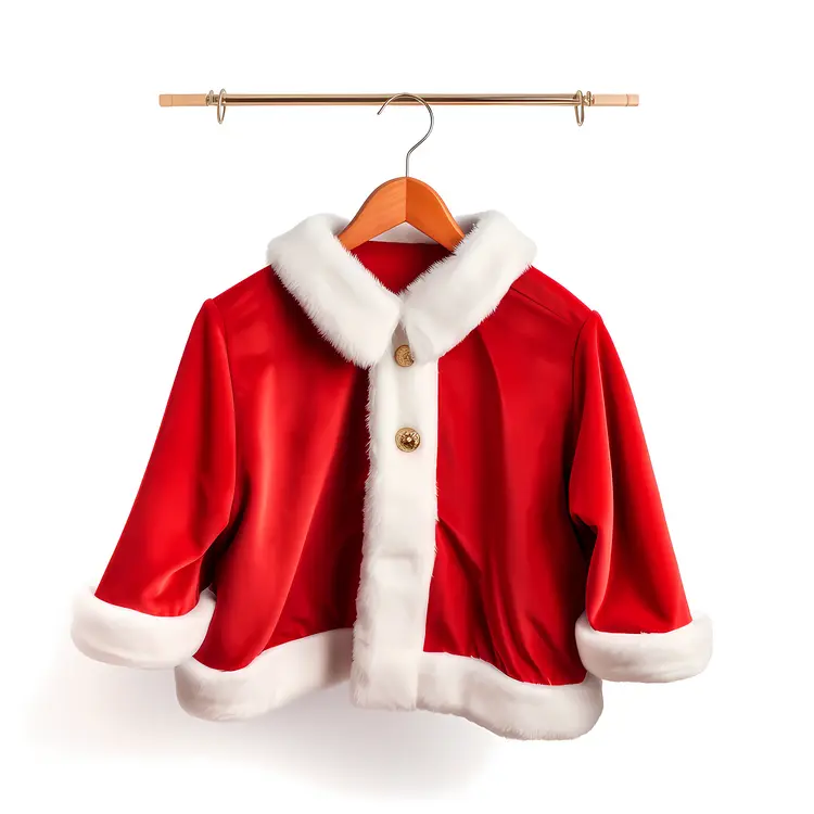 Santa Jacket with White Trim on Hanger