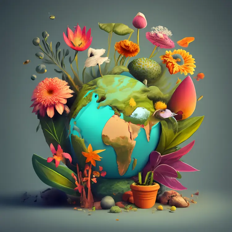 Earth with Nature Elements