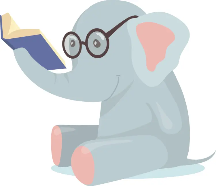 Elephant with Glasses Reading a Book