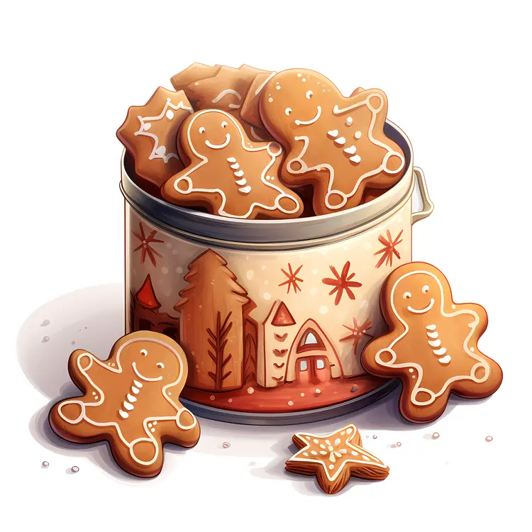 Smiling Gingerbread Men in a Holiday Tin