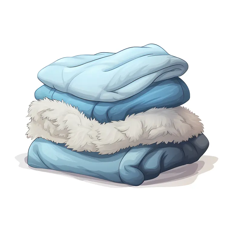 Stack of Cozy Blankets in Blue Tones