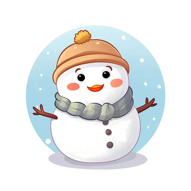 Cute Snowman with Hat and Scarf