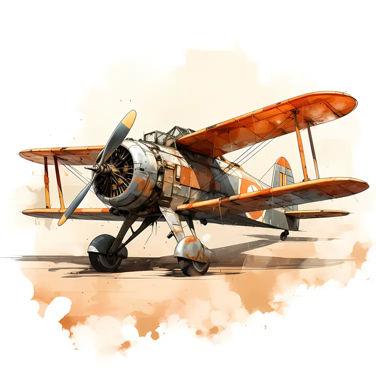 Vintage Biplane Illustration