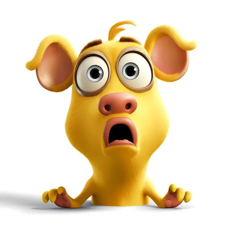 Surprised Yellow Pig with Big Eyes