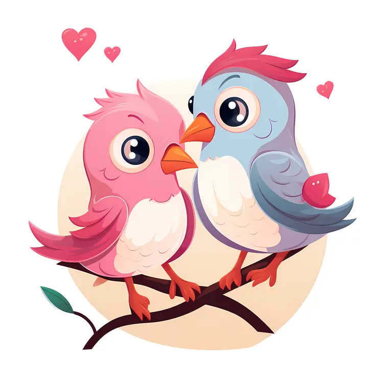 Cute Love Birds Illustration for Valentine's Day