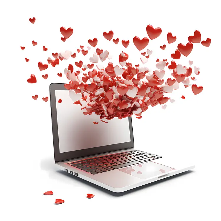 Hearts Coming Out of a Laptop