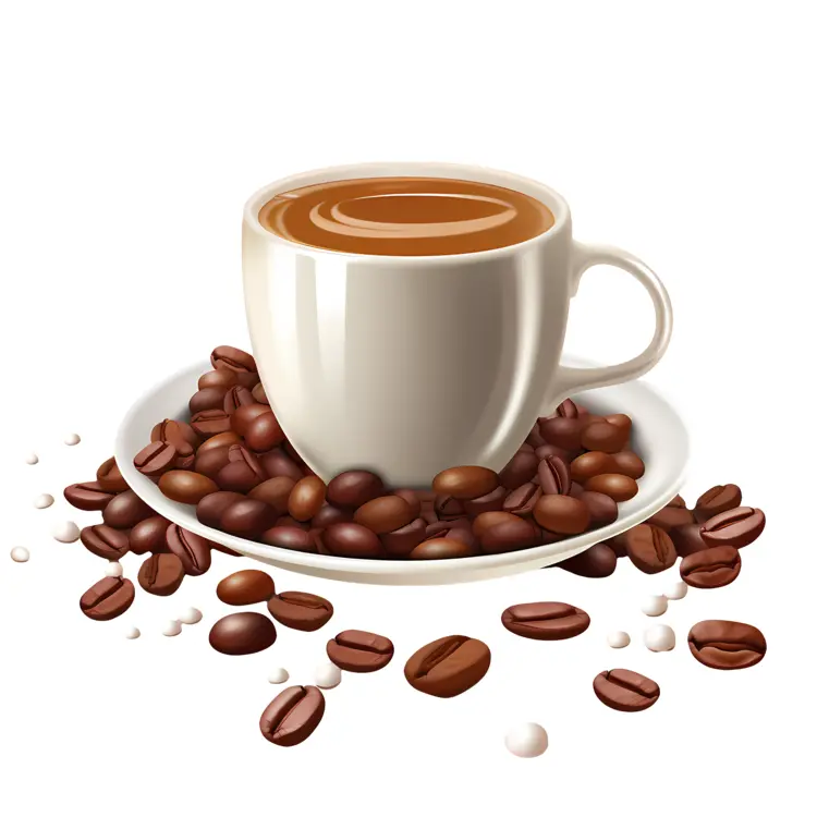 White Coffee Cup with Coffee Beans on Saucer
