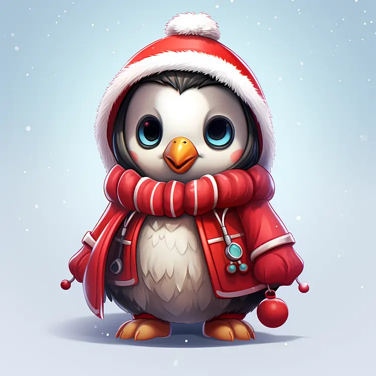 Cute Penguin in Winter Outfit