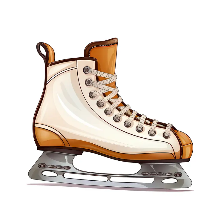 White and Brown Ice Skate for Winter Sports