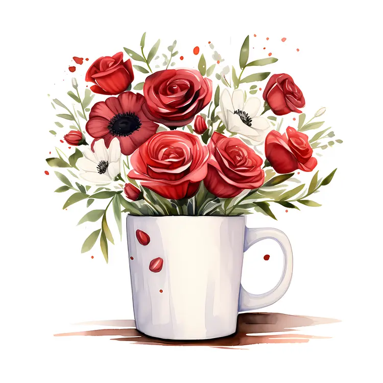 Red Roses in a White Cup
