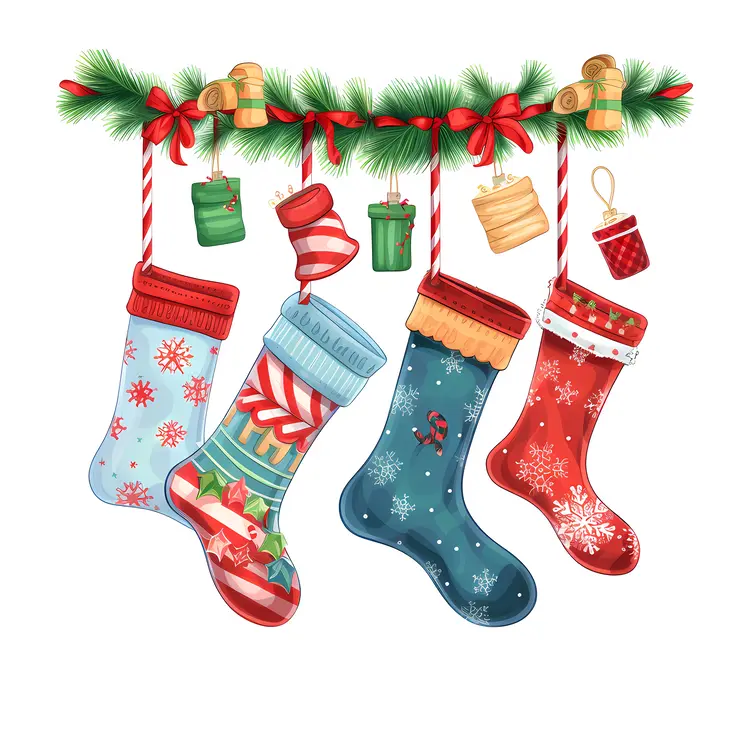 Colorful Christmas Stockings Hanging for Holiday Decor