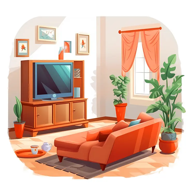 Cozy Living Room with Sofa and Television