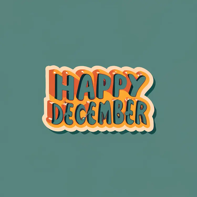 Retro Happy December Text