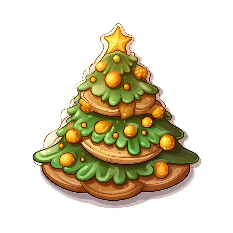 Decorative Christmas Tree Cookie with Star