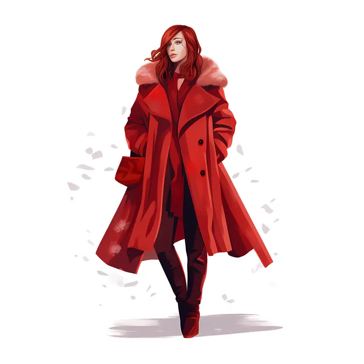 Stylish Woman in Red Coat